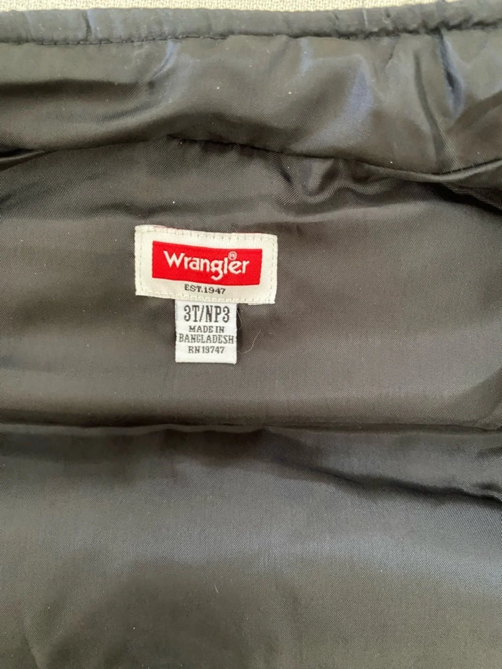 Wrangler Black Quilted Puffer Vest with Red Logo Patch